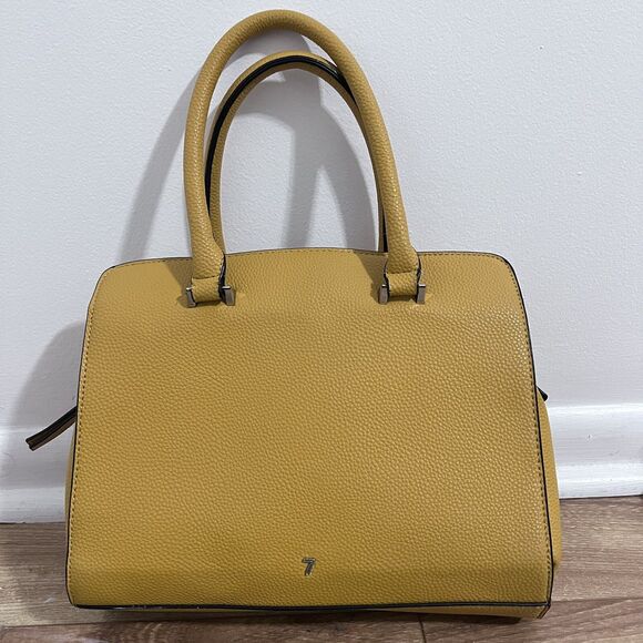 Seven Days Vegan Shoulder Bag Yellow Mustard Satchel Handbag Purse Rectangular - Picture 1 of 10